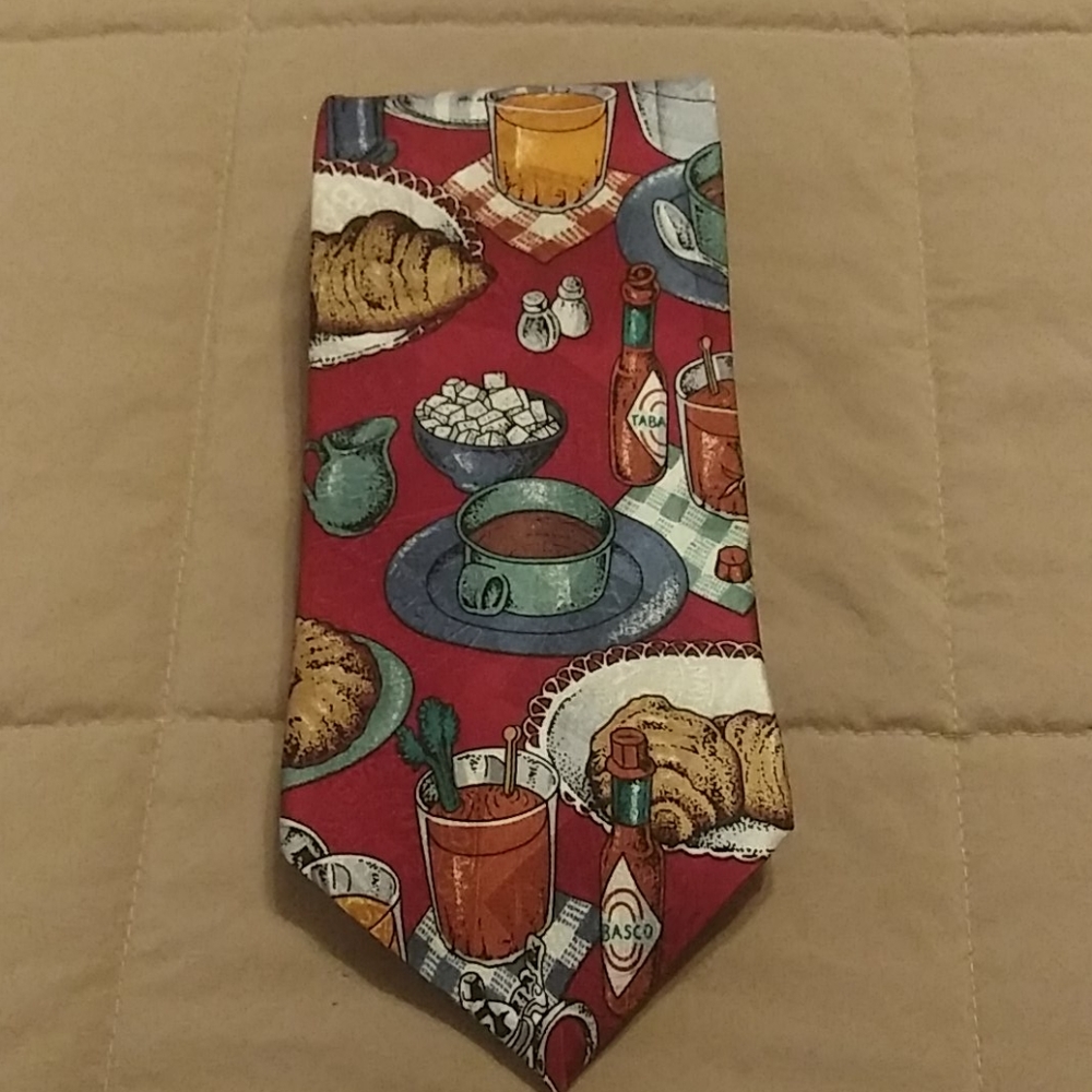 Tabasco Silk Tie Breakfast theme Novelty